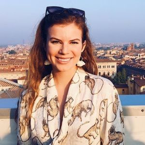 Monkey print pussy bow dress